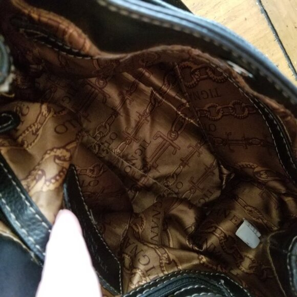 Vtg Tignanello Black Pebbled Leather Convertible Bag Tote Crossbody Bucket - Picture 12 of 15